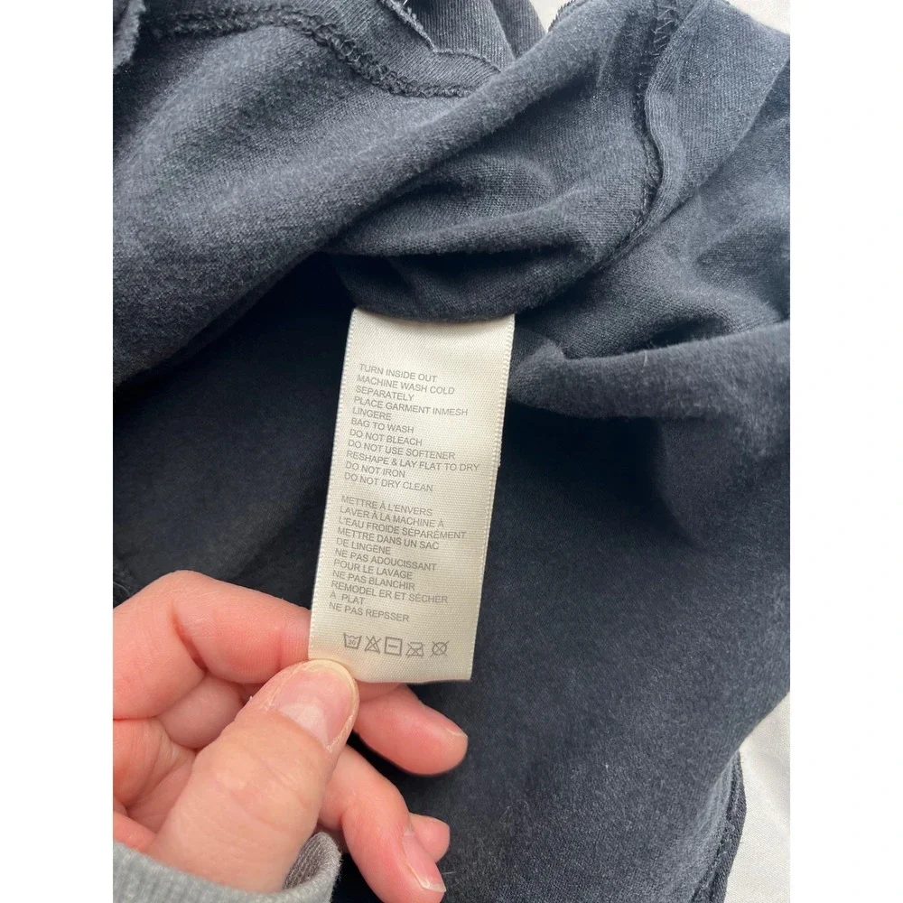 Free People Celine Sequin Sleeve Tee Charcoal Grey Washed Cotton Top OB1403341 M - Picture 6 of 9